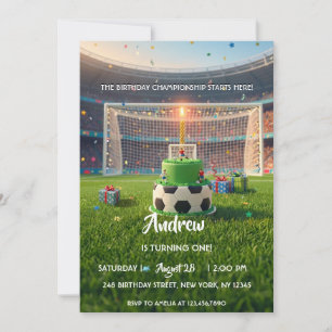 Convite Estádio de Futebol Gol de Esportes Festa de Aniver