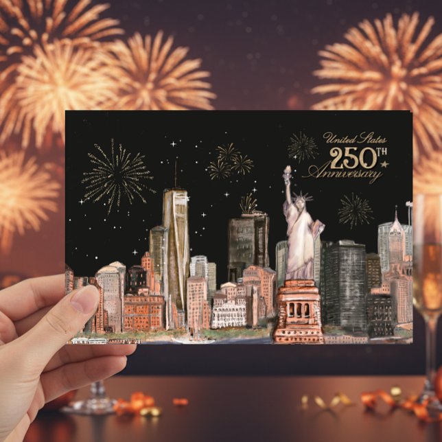 Convite Estados Unidos 250º aniversário NYC Orange Glow (United States 250th Anniversary NYC Orange Glow Invitation)