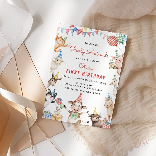 Convite Estaleiro de Festa de aniversário de Animais de Cr (Criador carregado)
