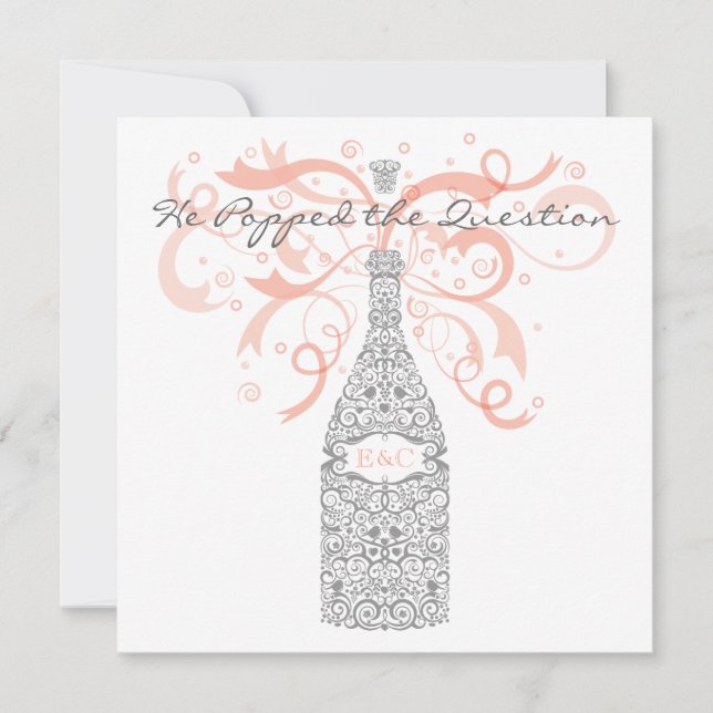 Convite Estalou a pergunta - prata & pêssego (Frente)