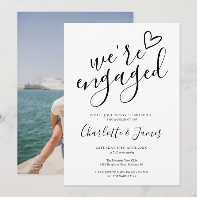 Convite Estamos com fotos de Festa de noivado (Frente/Verso)