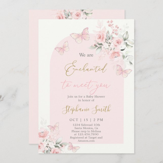 Convite Estamos Encantados a conhecê-la Chá de fraldas (Frente/Verso)