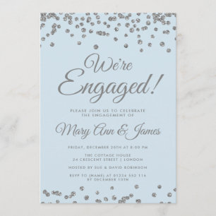 Convite Estamos encantados! Azul-gelado de Confetti