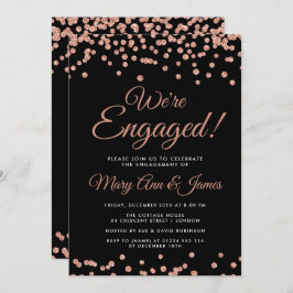 Convite Estamos encantados! Rosa Dourada Glitter Confetti 