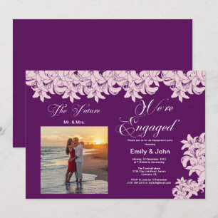 Convite estamos engajados floral elegante