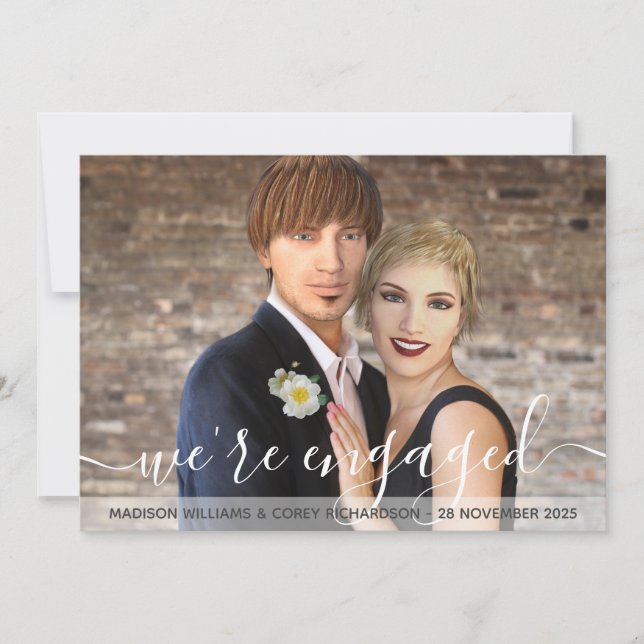 Convite Estamos envolvidos na tipografia, seu Noivado foto (Frente)