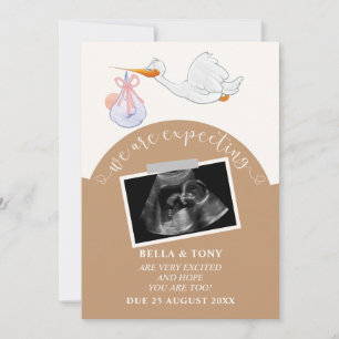 Convite Estamos Esperando Um Sonograma De Gravidez Castanh
