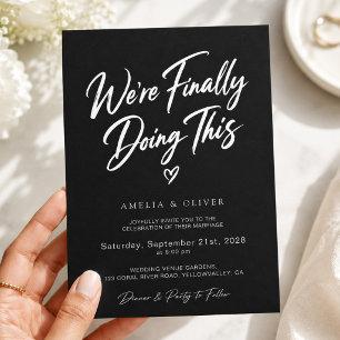 Convite Estamos Finalmente Fazendo Este Casamento Preto Mo