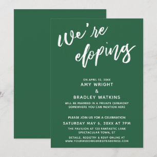 Convite Estamos Fugando Script de Letra à Mão Verde Folha 