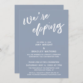 Convite Estamos Fugindo Casamento Simples Poeira Azul Letr