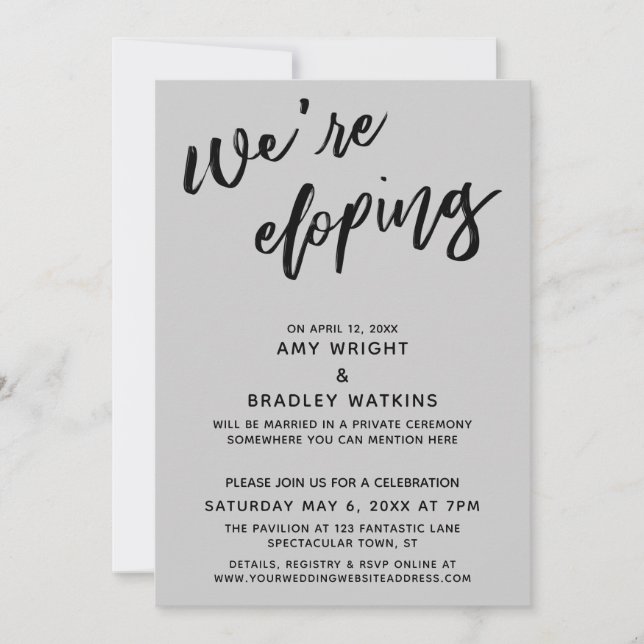 Convite Estamos Fugindo de Casamento de Forma Simples Mode (Frente)