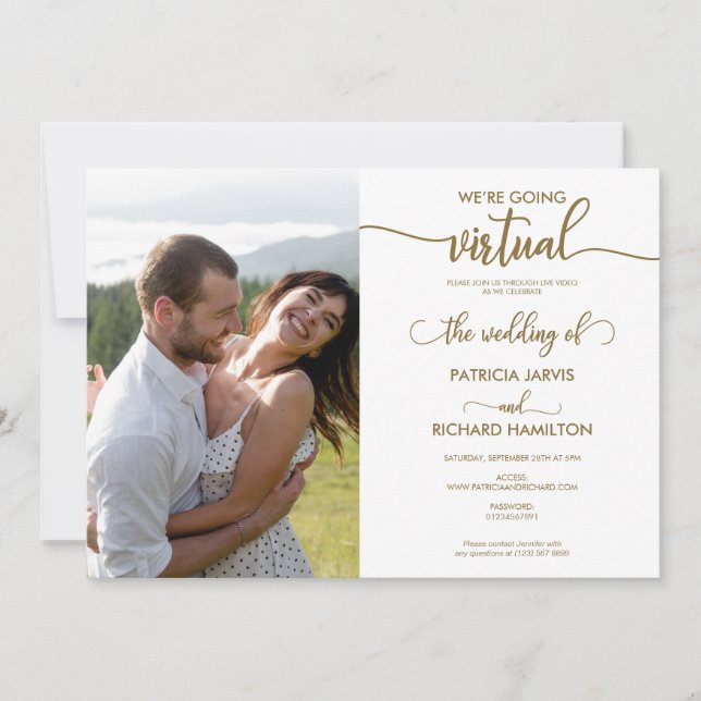 Convite Estamos Indo para um Casamento Virtual com Distanc (Frente)