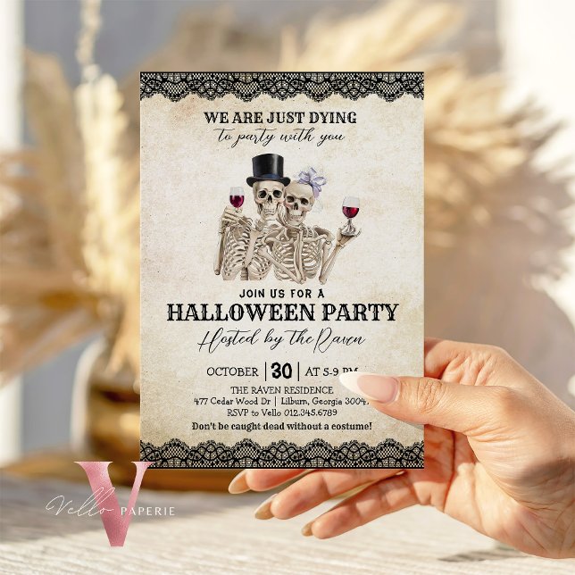 Convite Estamos Morrendo para a Festa Jantar de Halloween  (Criador carregado)