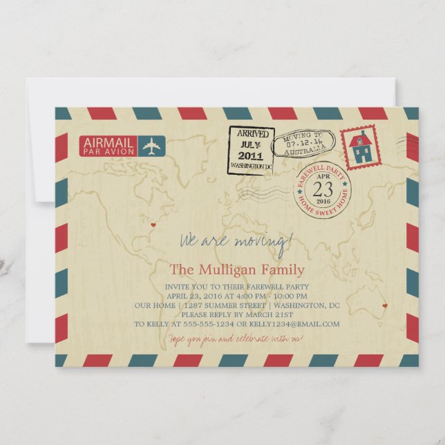 Convite Estamos Movendo Correio Aéreo | Farewell Party (Frente)