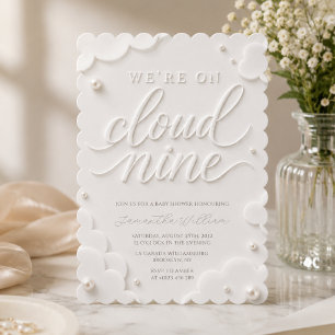 Convite Estamos na Nuvem Nove Chuveiro de Bebê Nuvens Bran