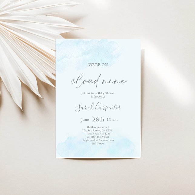 Convite Estamos no Cloud Nine Chá de fraldas Boy (Criador carregado)