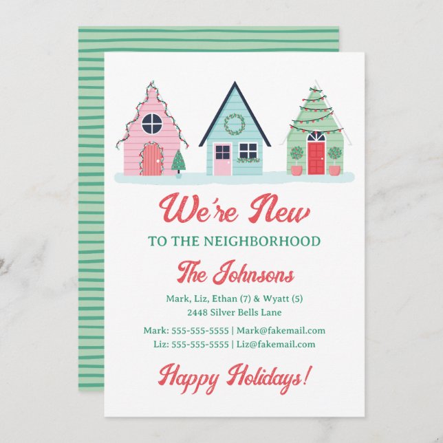 Convite Estamos no Novo Bairro - Carta de Natal (Frente/Verso)