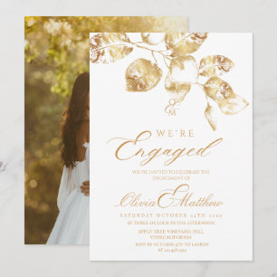 Convite Estamos Noivos Foto Elegante da Festa de Noivado 