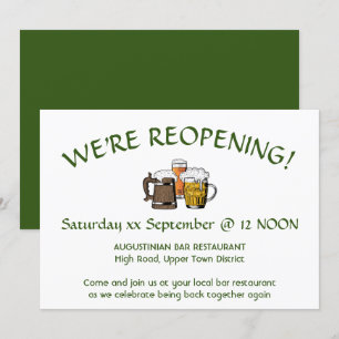Convite ESTAMOS REABRINDO! GREEN Personalizável do Restau