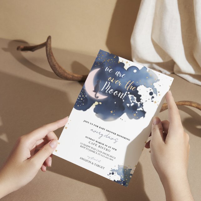 Convite Estamos sobre o chá de fraldas azul da lua (Criador carregado)