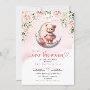 Convite Estamos sobre o chá de fraldas da menina do urso d