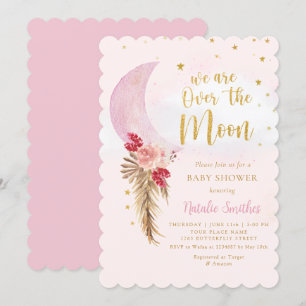 Convite Estamos sobre o Chá de fraldas da Moon Pink Girl