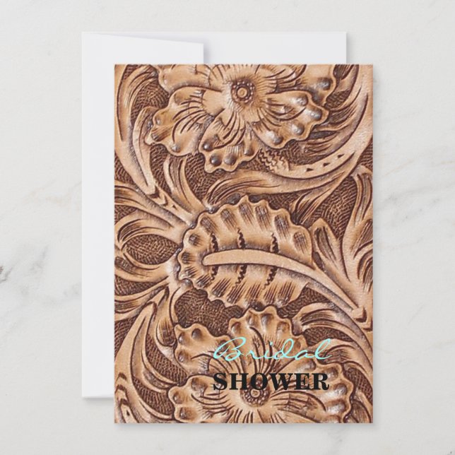 Convite estampa de couro trabalhada country western cowboy (Frente)