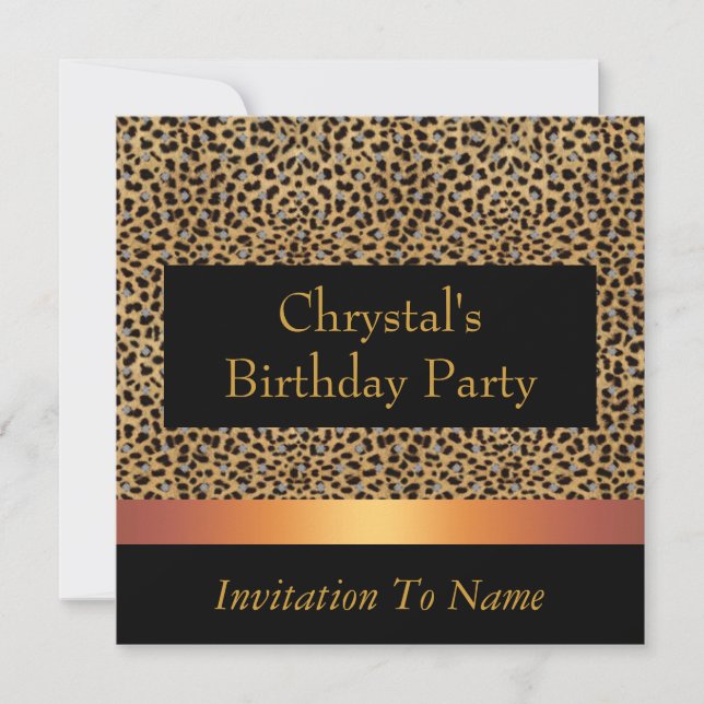Convite Estampa de Leopardo Convite de Aniversário (Frente)