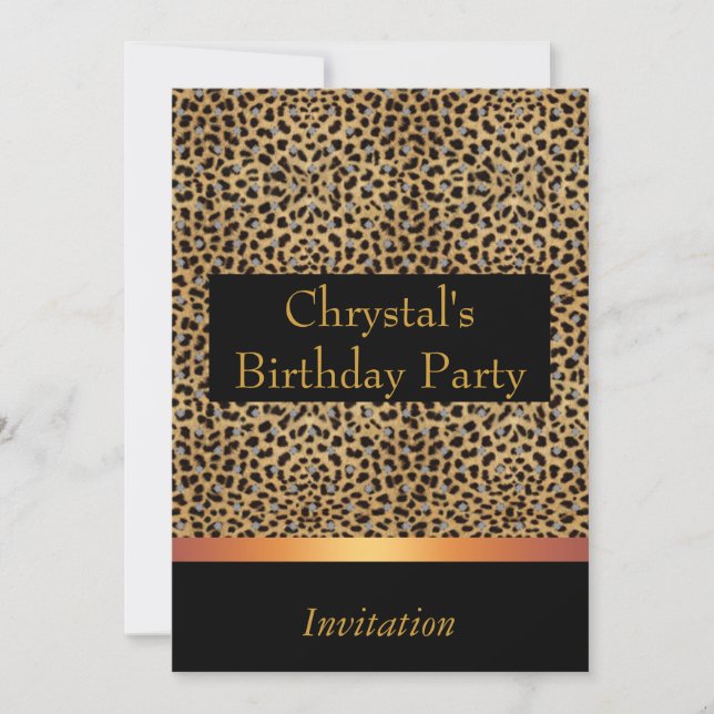 Convite Estampa de Leopardo Convite de Aniversário (Frente)