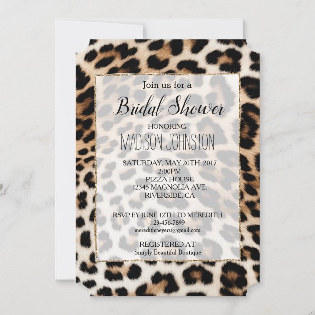 Convite Estampa de leopardo preto creme (Frente)