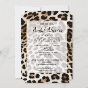 Convite Estampa de leopardo preto creme