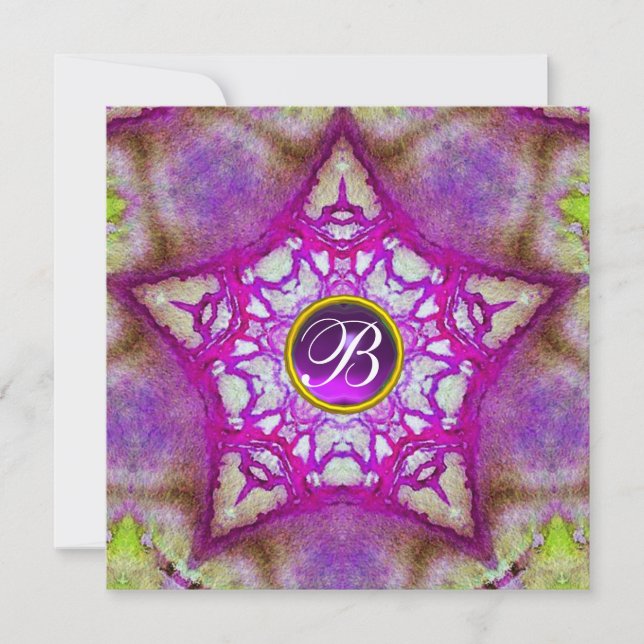 CONVITE ESTAMPADO ABSTRATO ROSA ESTRELA ROXO AMETISTA MONO (Frente)