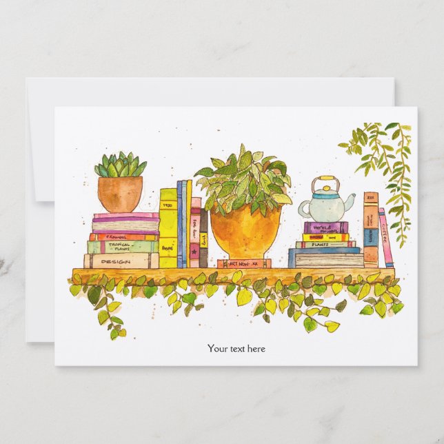 Convite Estante de Favoritos de Aquarela Colorida (Frente)