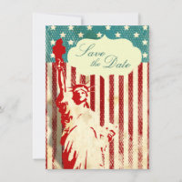 Estátua da Liberdade e Bandeira Casamento Salvar a