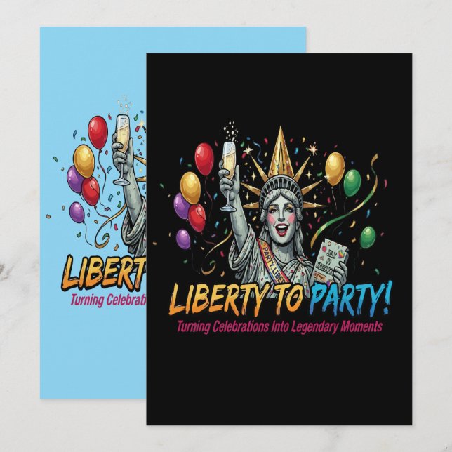Convite Estátua da Liberdade para Festa de Celebração  (Frente/Verso)