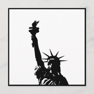 Convite Estátua Preta e Branca de Silhuette Liberty Convi