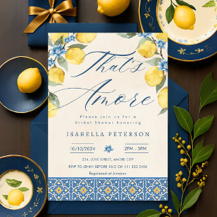 Convite Este é Amore Itália Azulejos Azuis Chá de panela F