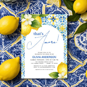 Convite Este é Amore italiano Lemon Blue Azulejo Chá de pa