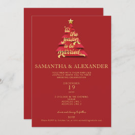 Convite Este É O Casamento De Árvore De Natal Festivo Verm