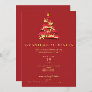 Convite Este É O Casamento De Árvore De Natal Festivo Verm