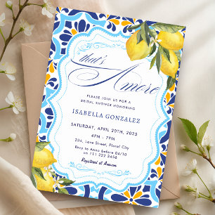 Convite Este é o Chá de panela Amore italiano Majolica Azu