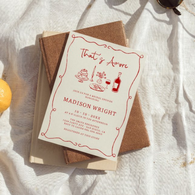 Convite Este é um Chá de panela Desenhado de Mão Vermelha  (Criador carregado)