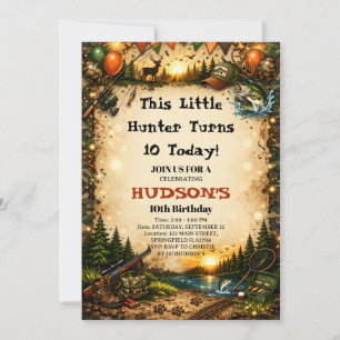 Convite Este pequeno caçador faz 10 anos de Camo de Aniver
