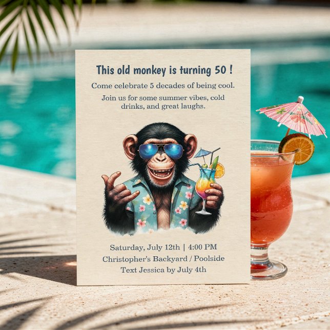 Convite Este Velho Macaco é 50 Divertido Aniversário de 50 (This Old Monkey is 50 Funny 50th Birthday Invitation)