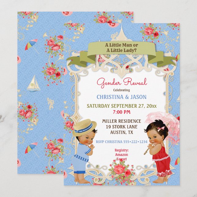 Convite Esteira de Calçadas Victoriana Praia Revelação de  (Frente/Verso)