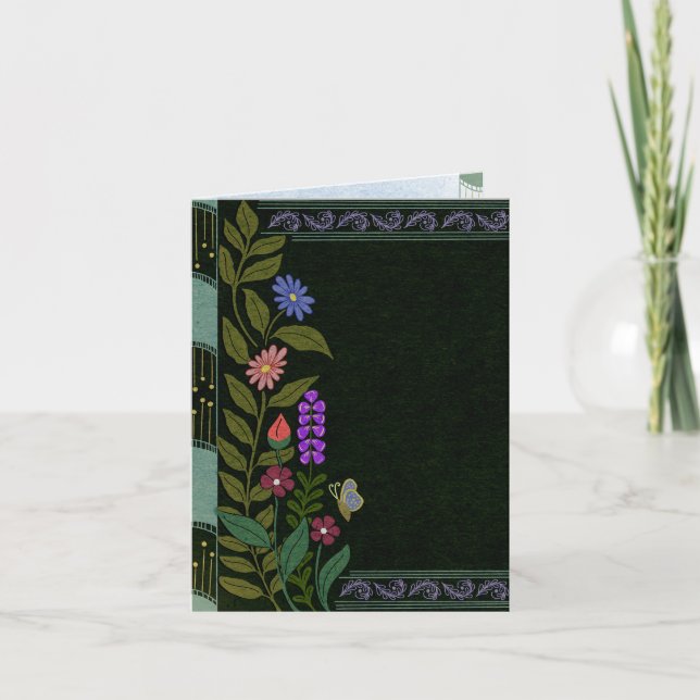 Convite Estética Escura Elegante Botânica Floral Vintage (Frente)