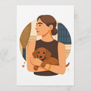 Convite Estética Moderna de Mãe de Cachorro com Cachorrinh