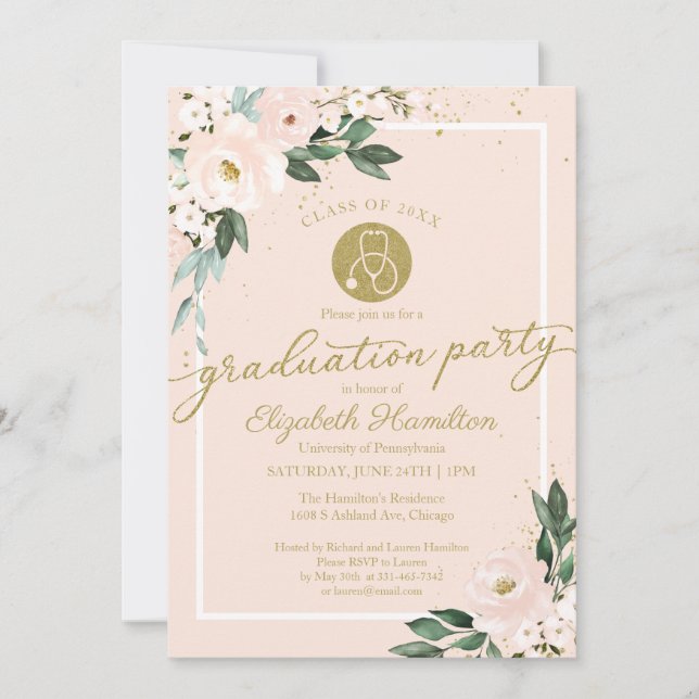 Convite Estetoscópio Enfermeiro Frio-Rosa, Partido Formand (Frente)