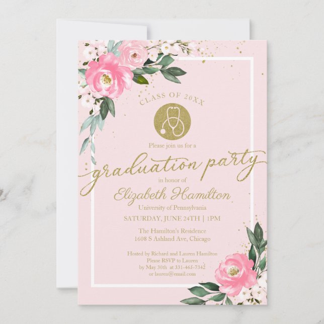 Convite Estetoscópio Enfermeiro Frio-Rosa, Partido Formand (Frente)