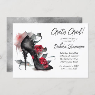 Convite Estilettos De Moda Gótica Com Graduação De Rosas v